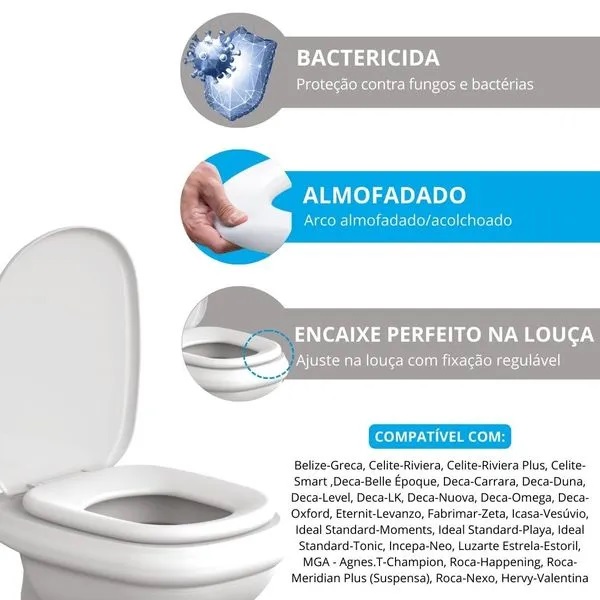 Assento Sanitário Almofadado Carrara Astra Gelo 17 TCA/K*GE-17 - Imagem 4