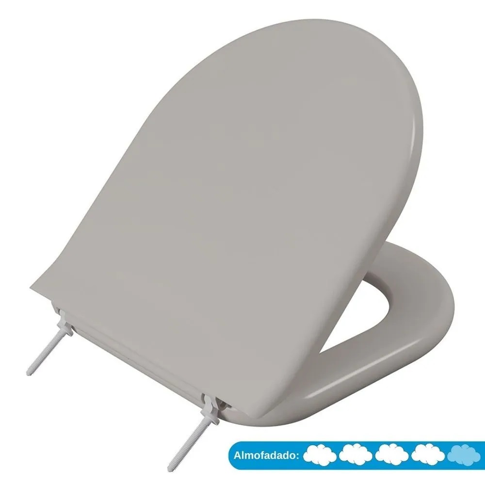 Assento Sanitário Almofadado Incepa Calypso Astra Cinza Platina 48 TCP/K*CZP-48