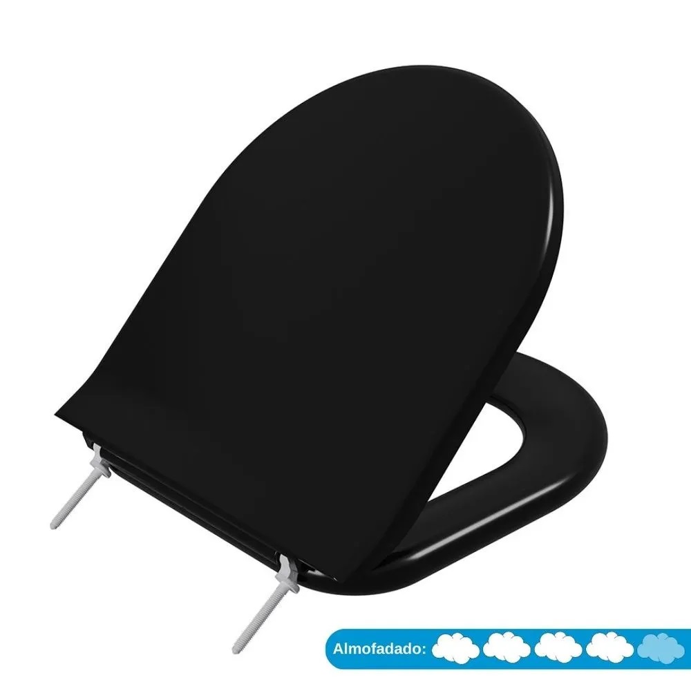 Assento Sanitário Almofadado Incepa Calypso Astra Preto 02 TCP/K*PR-02