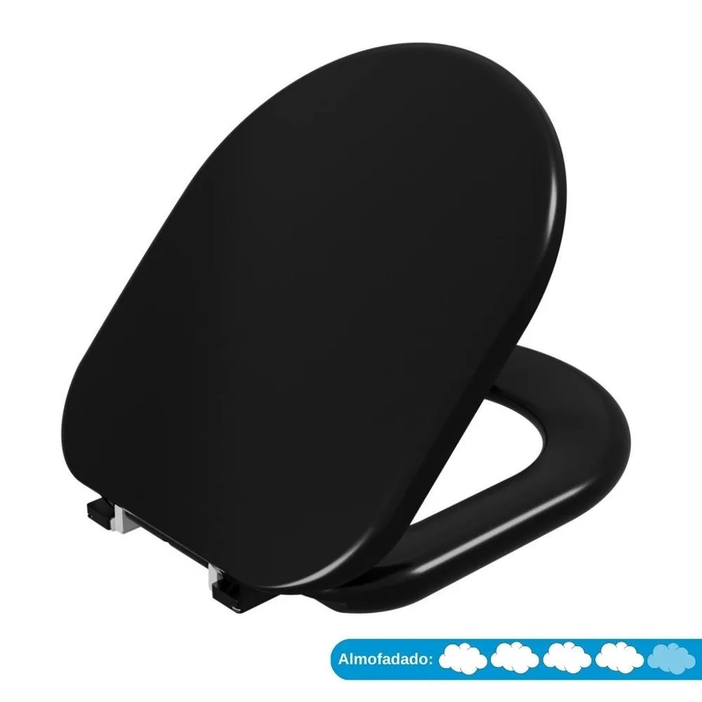 Assento Sanitário Almofadado Riviera Astra Preto 02 TRV/K*PR-02