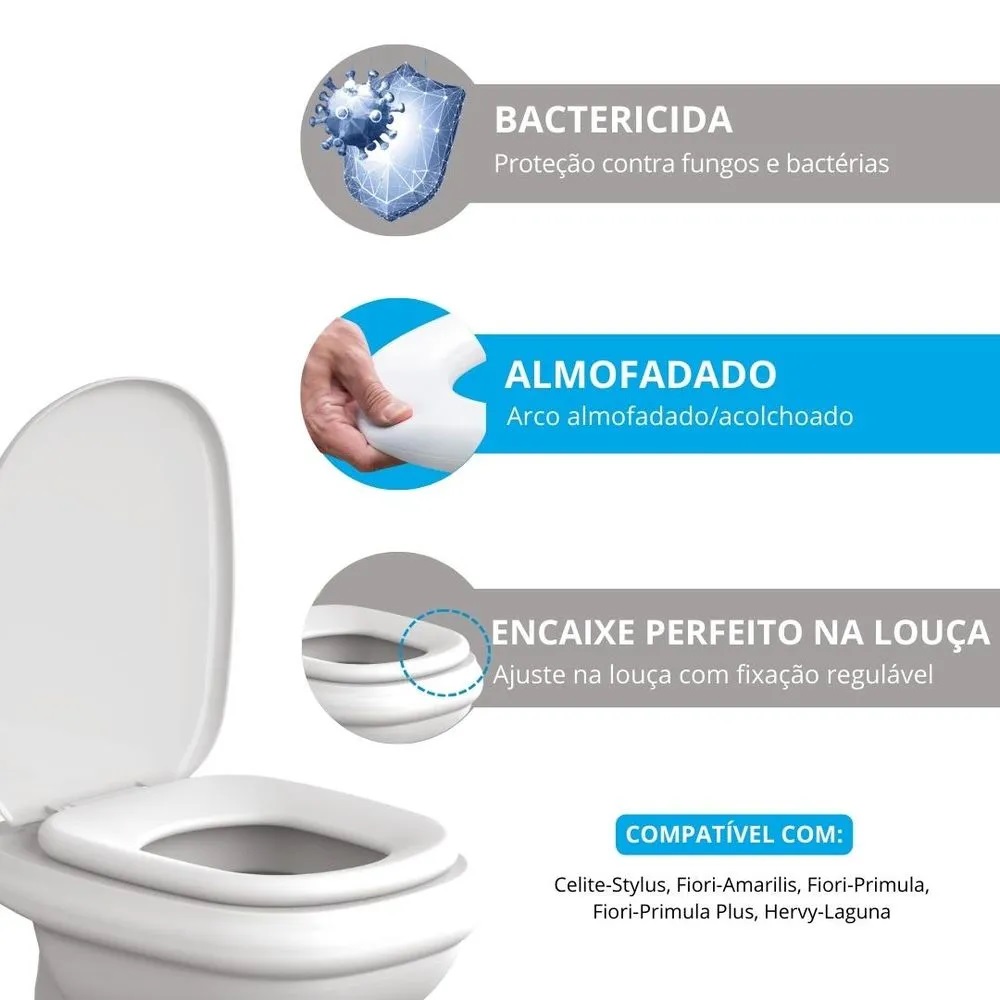 Assento Sanitário Almofadado Stylus Astra Pergamon 59 TSL/K*PG-59 - Imagem 3
