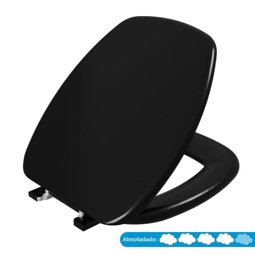 Assento Sanitário Almofadado Thema Astra Preto 02 TTH/K*PR-02