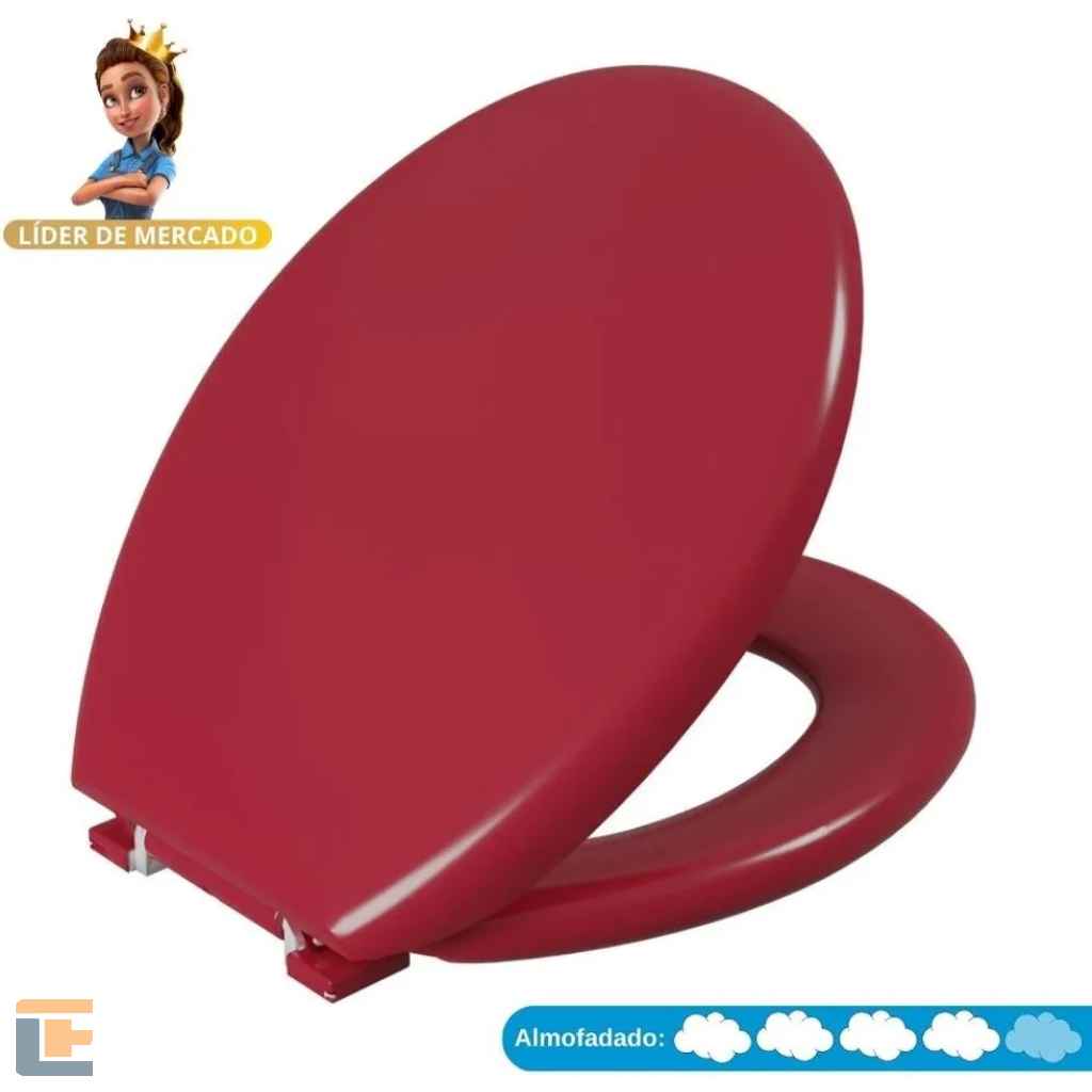 Assento Sanitário Astra Oval Almofadado Bordô  TPK/AS*BRD