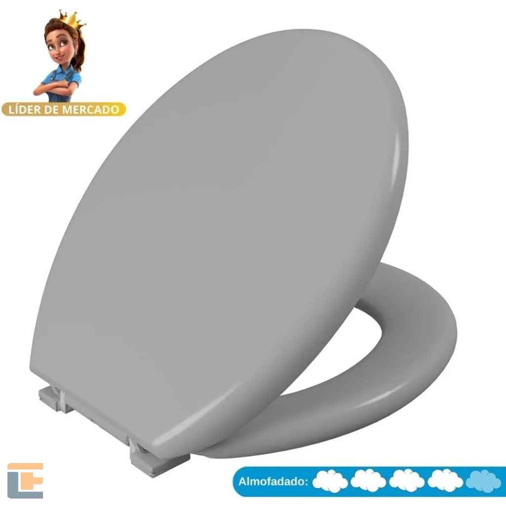 Assento Sanitário Astra Oval Almofadado Cinza 2 TPK/AS*CZ2