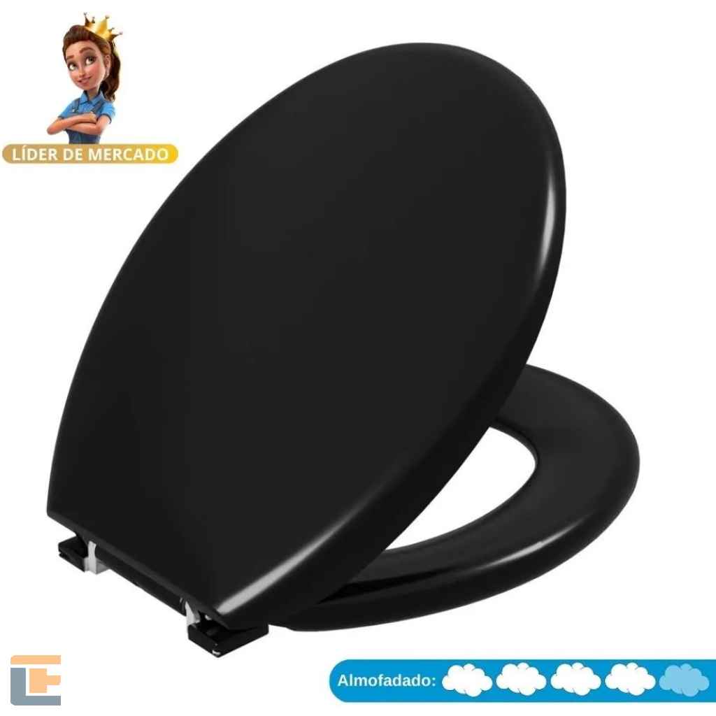 Assento Sanitário Astra Oval Almofadado Preto 1 TPK/AS*PR1