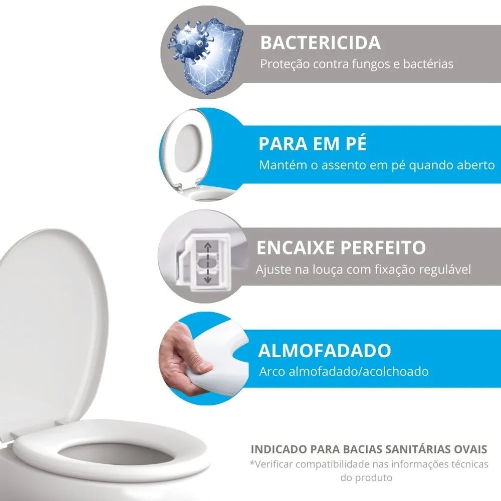 Assento Sanitário Astra Oval Almofadado Salmão 1 TPK/AS*SL1 - Imagem 4