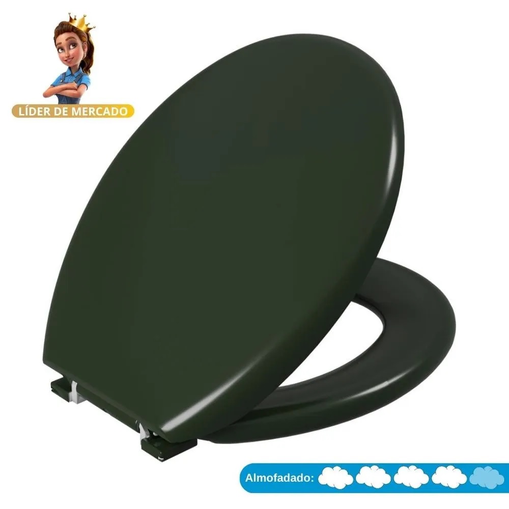 Assento Sanitário Oval Almofadado Astra Verde 5 TPK/AS*VD5