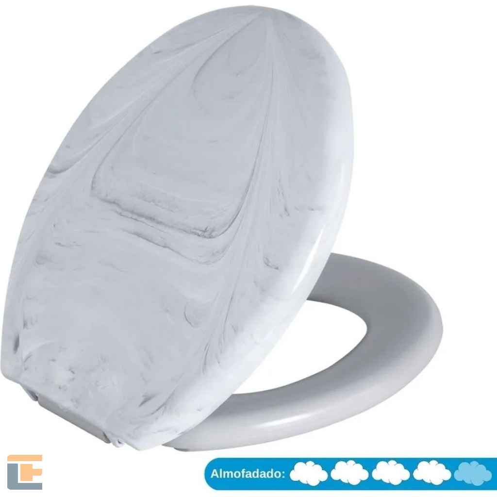 Assento Sanitário Oval Almofadado Marmorizado Astra Branco TPKM*BR-MM