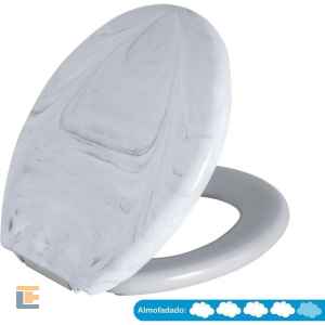 Assento Sanitário Oval Almofadado Marmorizado Astra Branco TPKM*BR-MM