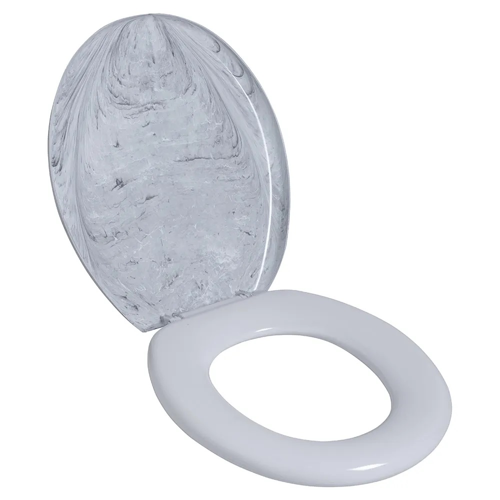 Assento Sanitário Oval Almofadado Marmorizado Astra Branco TPKM*BR-MM - Imagem 3