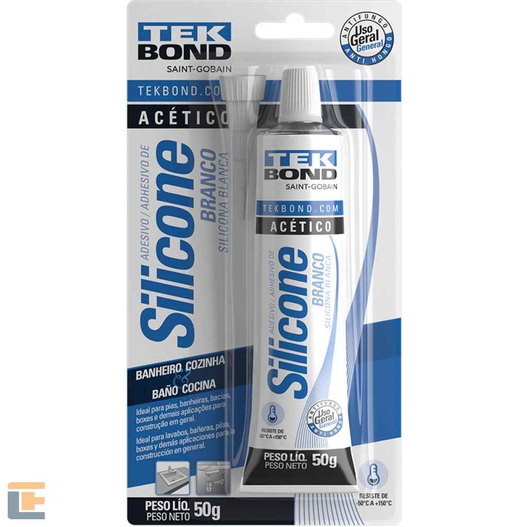 Cola Silicone Acético Blister 50g Branco Tekbond