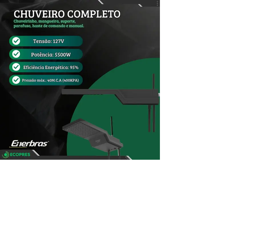 DUCHA ENERBRAS E-GRIFF BRANCO 5500W 127V 7001-E ELETRONICA - Imagem 2