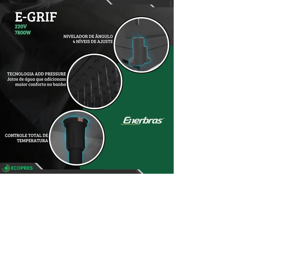 DUCHA ENERBRAS E-GRIFF BRANCO 7800W 220V 7002-E ELETRONICA - Imagem 2