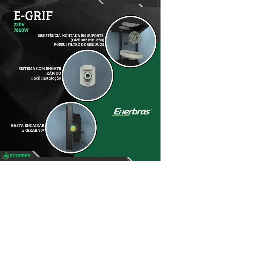 DUCHA ENERBRAS E-GRIFF BRANCO 7800W 220V 7002-E ELETRONICA - Imagem 4