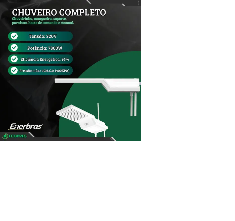 DUCHA ENERBRAS E-GRIFF PRETO 7800W 220V 7002-EP ELETRONICA - Imagem 3