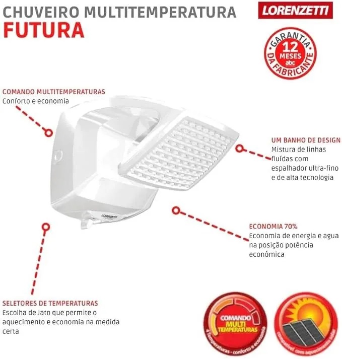 Ducha Futura Multitemperaturas 127V 5500W Lorenzetti - Imagem 3