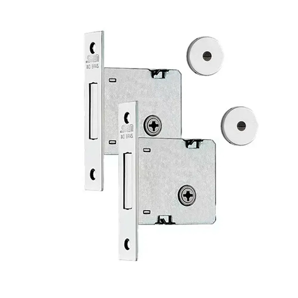 Fechadura Auxiliar Stam 1004 Tetra Roseta Inox Kit 2 Peças