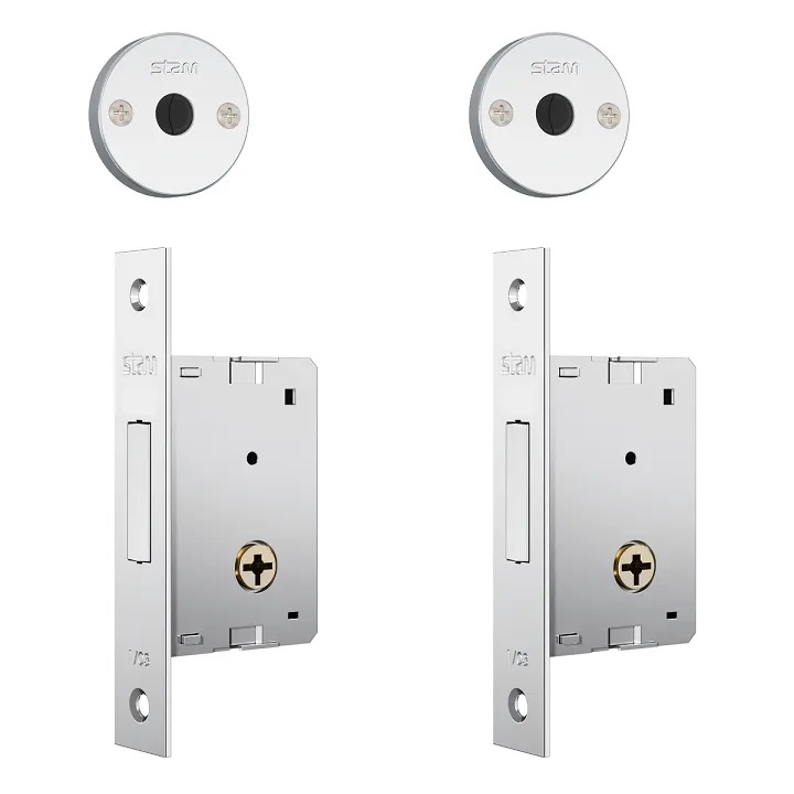 Fechadura Auxiliar Stam 1004 Tetra Roseta Inox Kit 2 Peças - Imagem 2
