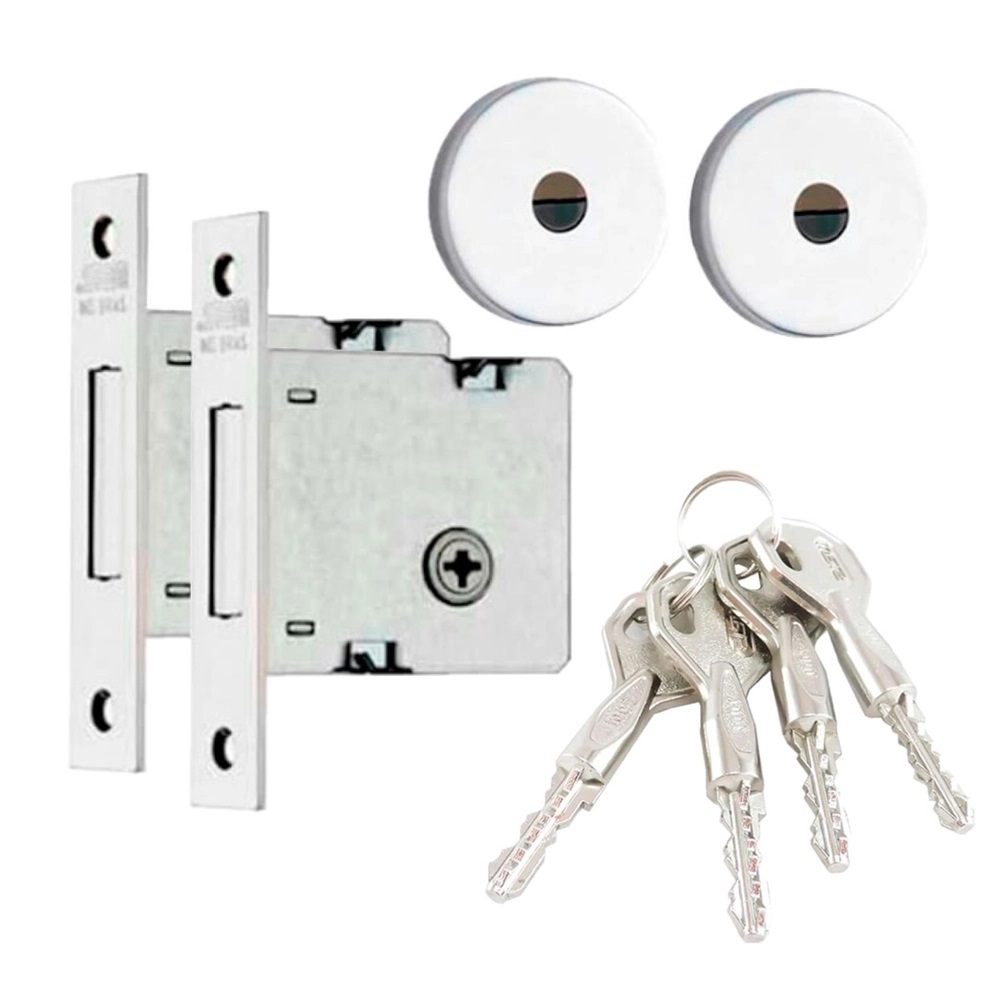 Fechadura Auxiliar Stam 1004 Tetra Roseta Inox Kit 2 Peças - Imagem 3