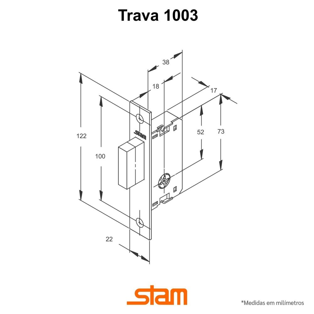Fechadura Chave Auxiliar 18mm Trava Tetra 1003 Stam - Imagem 3