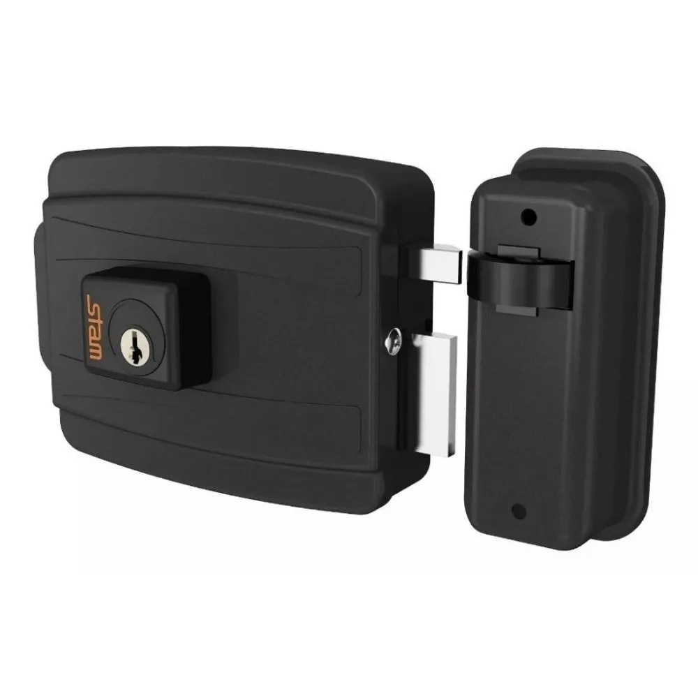Fechadura Elétrica Cilindro 40mm Preto Fosco Stam