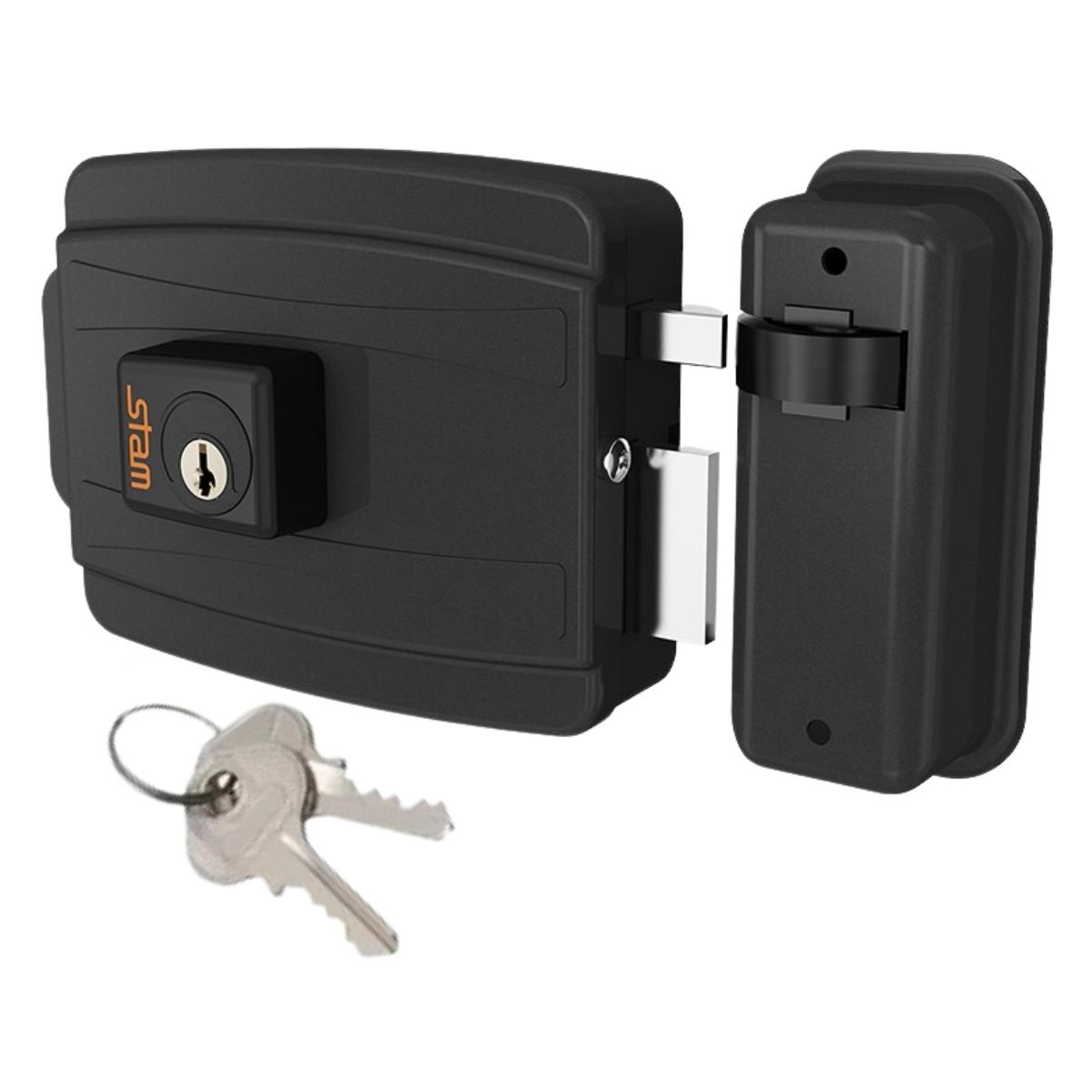 Fechadura Elétrica Cilindro 40mm Preto Fosco Stam - Imagem 2