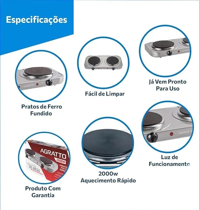 Fogão Elétrico de Mesa 2000W 127V FM-01 - Imagem 3