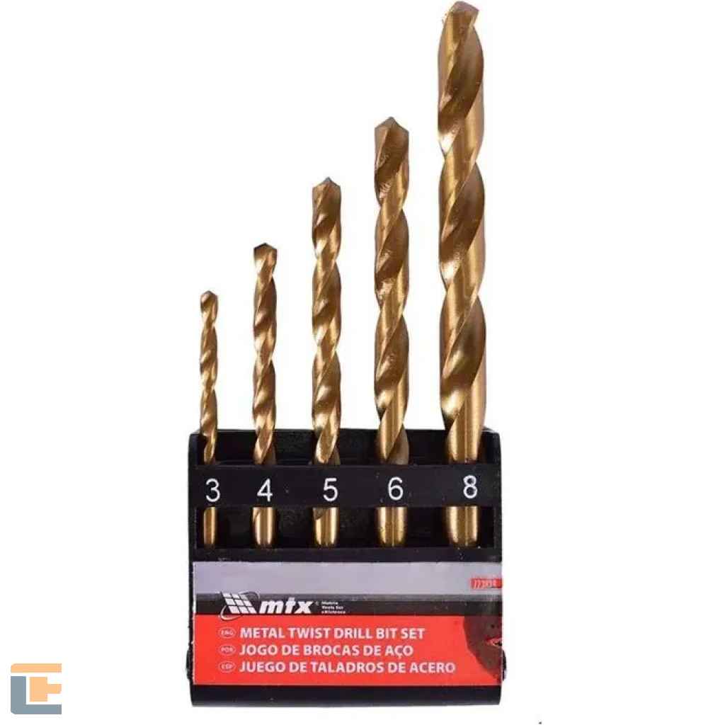 Jogo de Brocas P/ Metal 3-4-5-6-8 mm MTX 723839