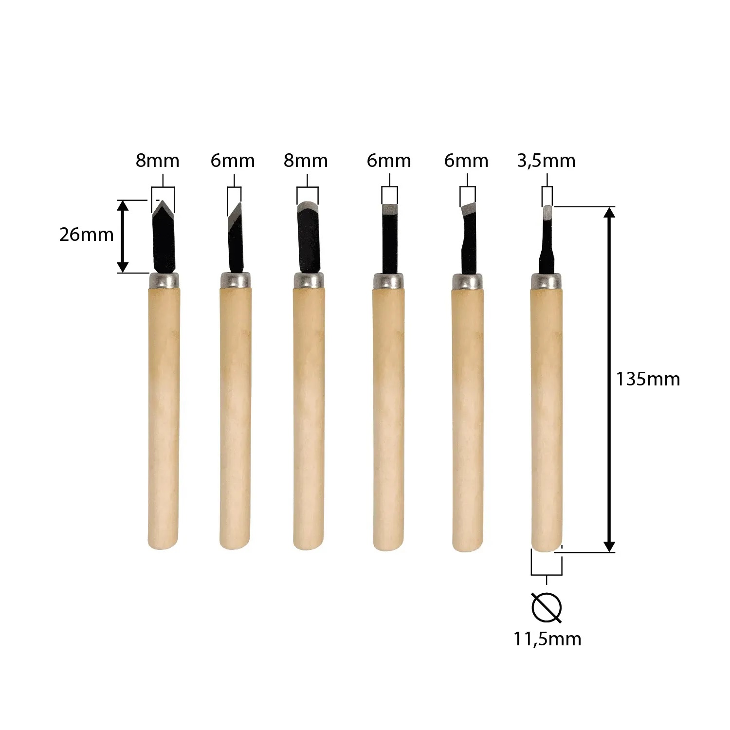 Jogo de Cortadores de Madeira 6 Peças Sparta 2460655 - Imagem 3