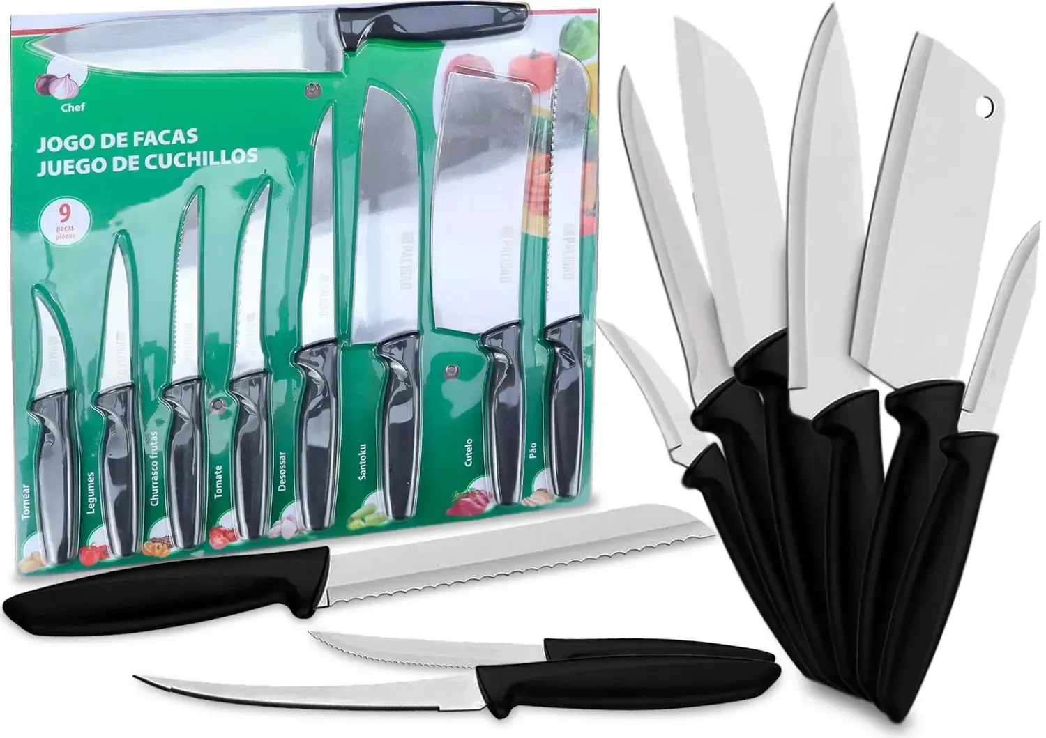 Jogo de Facas Inox Palisad 9 Peças - Imagem 2