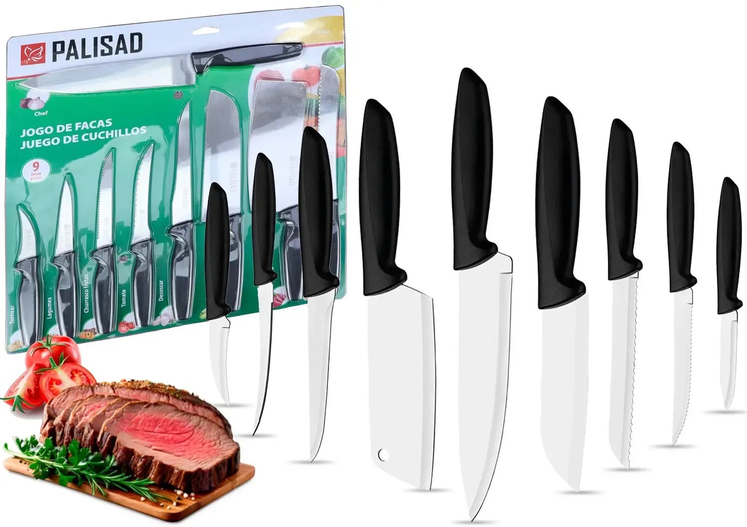 Jogo de Facas Inox Palisad 9 Peças - Imagem 3
