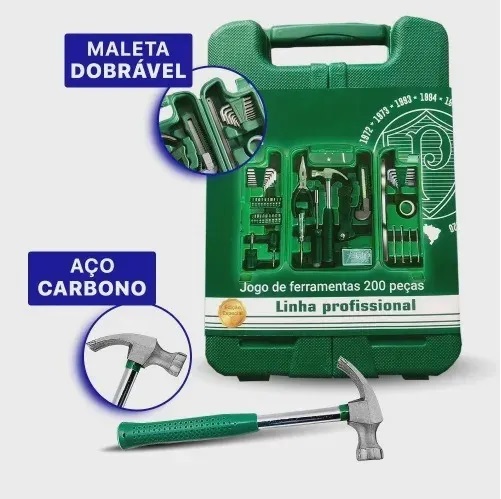 Jogo de Ferramentas 200 Peças com Maleta - Palmeiras - Imagem 3