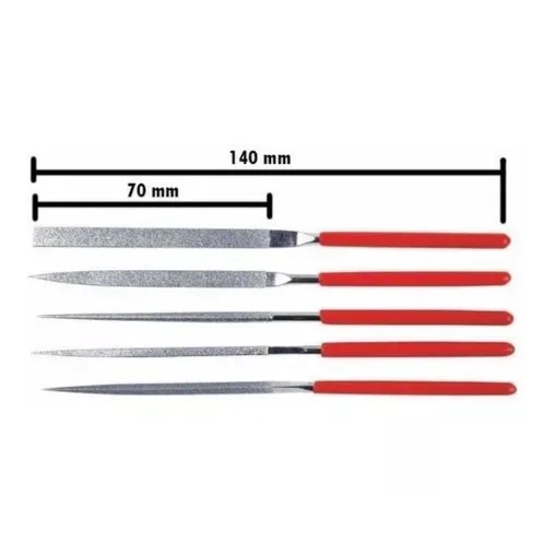 Jogo de Limas Agulha Diamantadas 140x70x3mm - 5 Peças MTX 158339 - Imagem 3