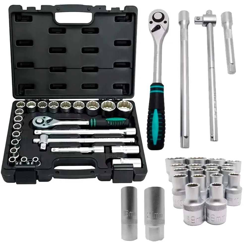 Jogo de Soquete e Catraca 1/2'' Cr-V com 24 Peças Stels 135769 - Imagem 2