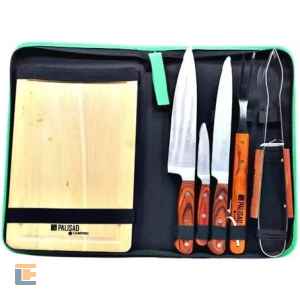 Kit para Churrasco 8 Peças em Inox Palisad Camping