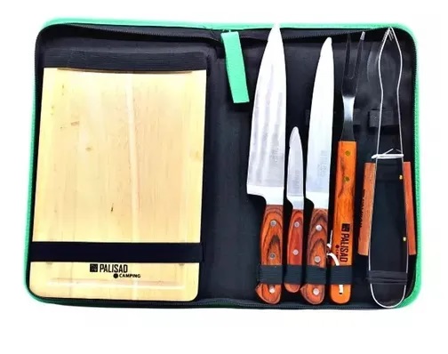 Kit para Churrasco 8 Peças em Inox Palisad Camping