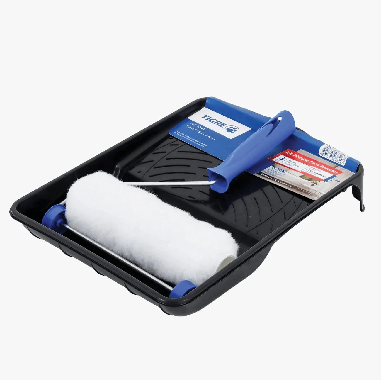 Kit Pintura de Parede Rolo Lã Cabo e Bandeja 3 Peças Tigre - 1541