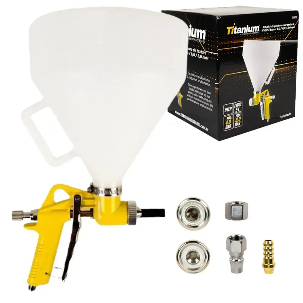 Kit Pistola Projetora de Textura HVLP 05800 TITANIUM