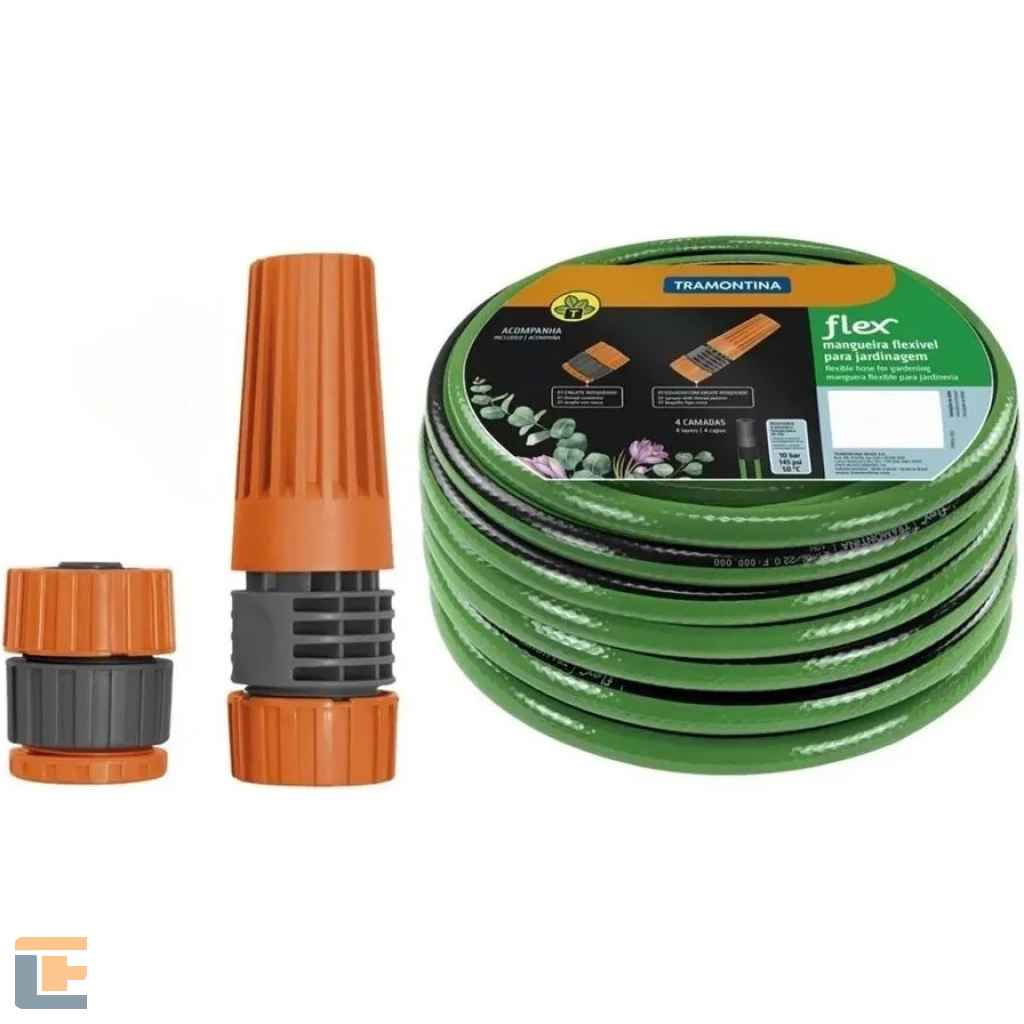 Mangueira Flex para Jardim Tramontina Verde 20m em PVC com Engates e Esguicho