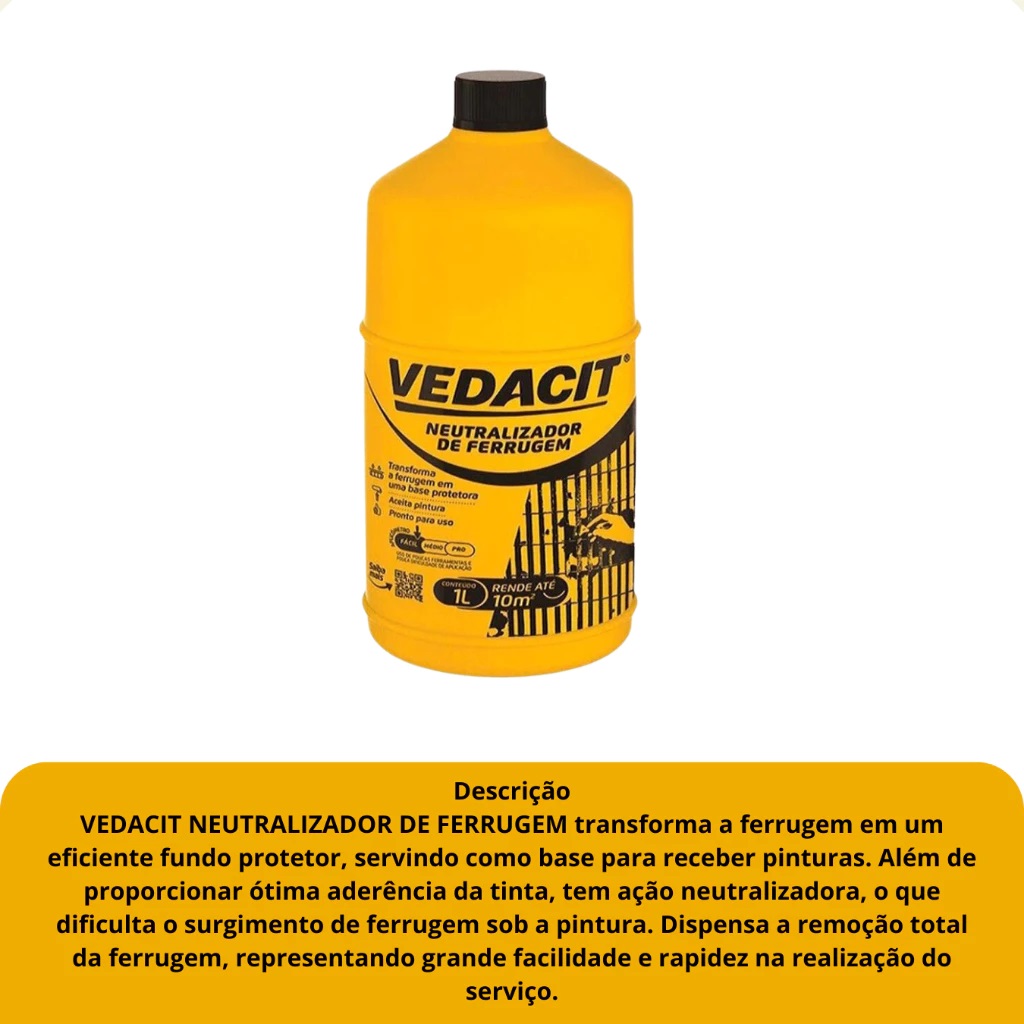 Neutralizador De Ferrugem Vedacit 1L - Imagem 3