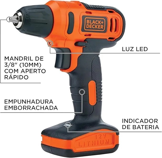 Parafusadeira e Furadeira Black+Decker 12V LD12SP-BR - Imagem 4