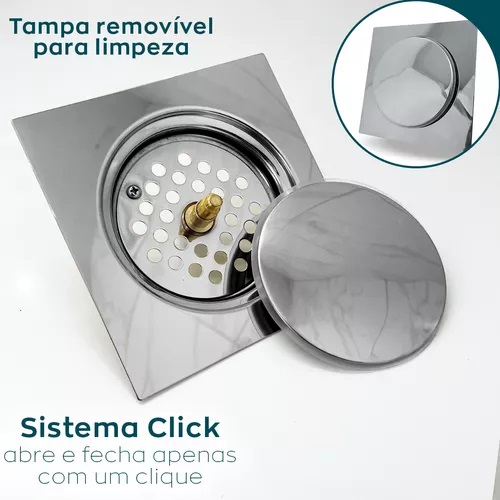 Ralo Click Inteligente Aço Inox 15x15cm Stillus Home Click-002 - Imagem 3