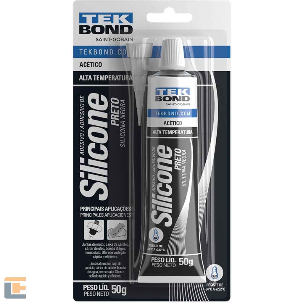Silicone Acético Alta Temperatura Preto 50g Tekbond