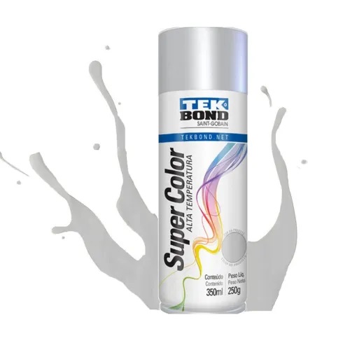 Tinta Spray Tekbond Aluminio Alta Temperatura 350ML - Imagem 2
