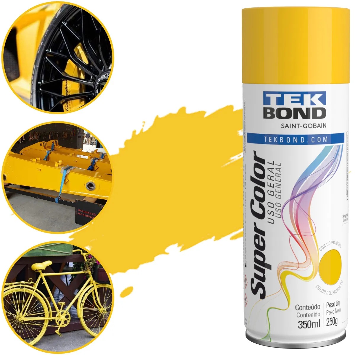 Tinta Spray Tekbond Amarelo Uso Geral 350ML - Imagem 4