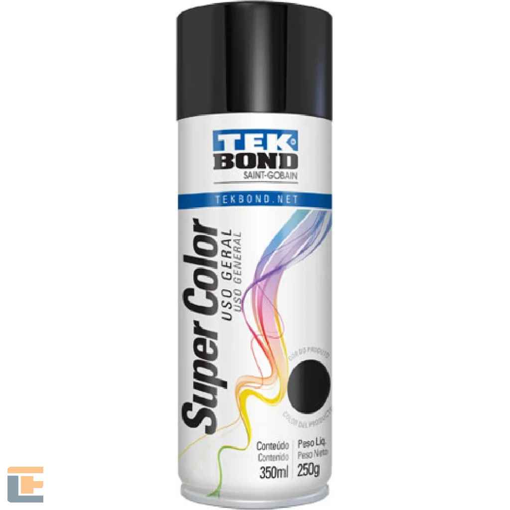 Tinta Spray Tekbond Preto Brilhante Uso Geral 350ML