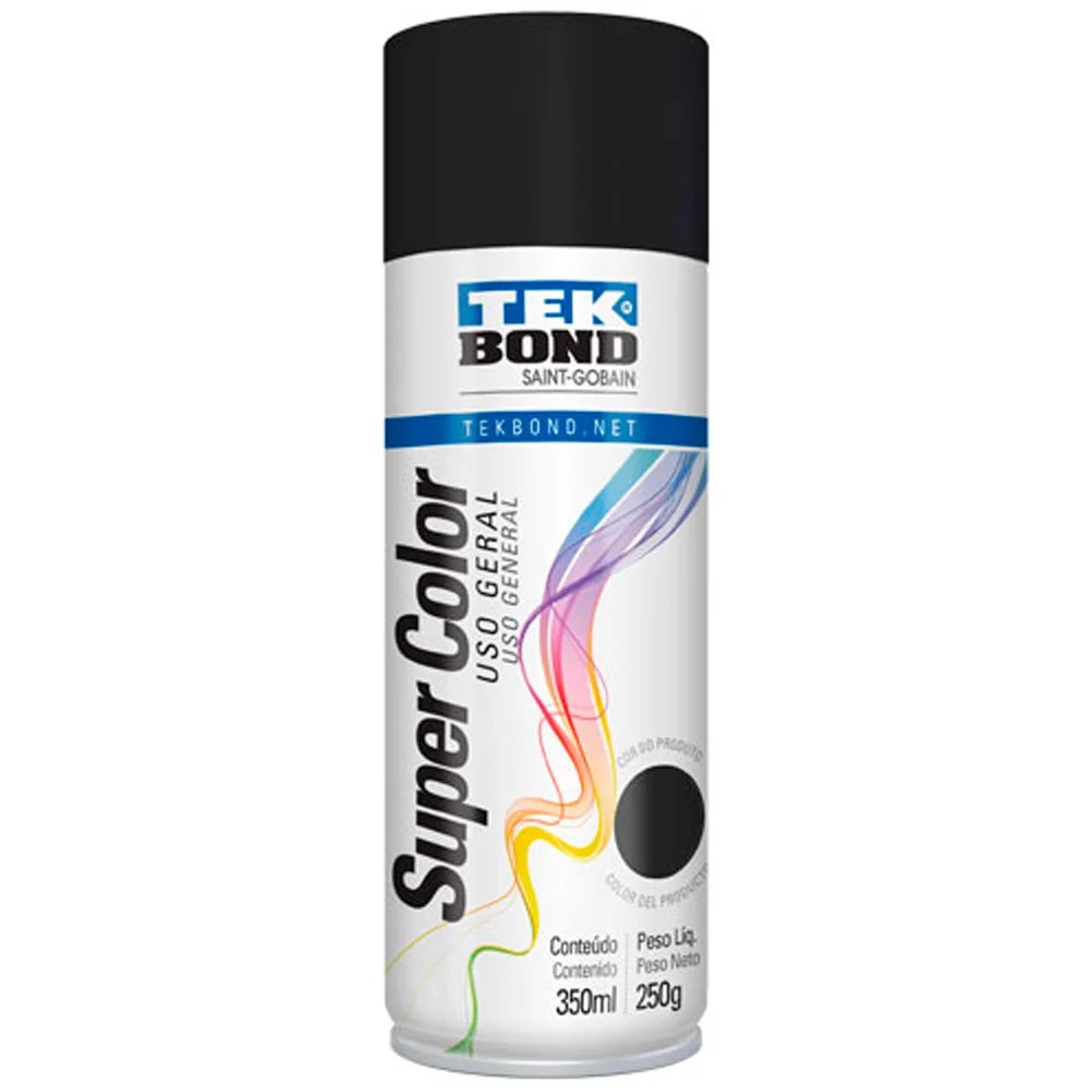 Tinta Spray Tekbond Preto Fosco Uso Geral 350ML