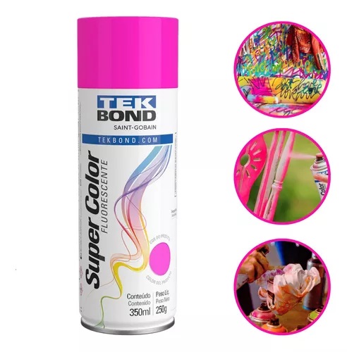 Tinta Spray Tekbond Rosa Fluorescente 350ML - Imagem 3