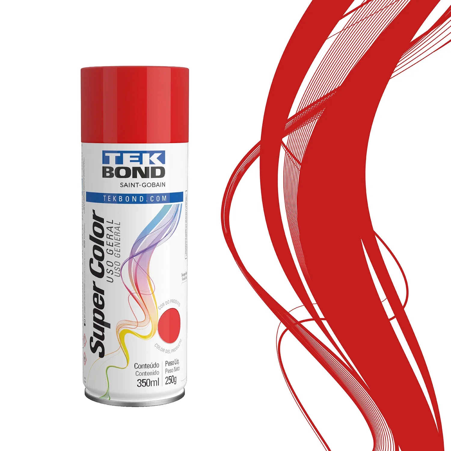 Tinta Spray Tekbond Vermelho Uso Geral 350ML - Imagem 2
