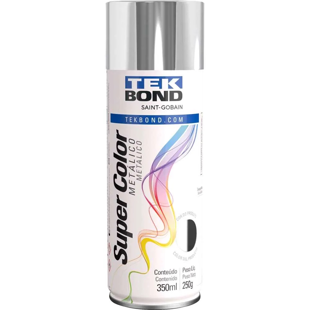 Tinta Spray Tekbond Super Color Cromado Metálico 350ml